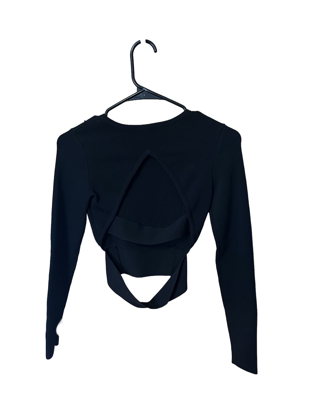 Kendall & Kylie Black Cropped Crewneck Pullover